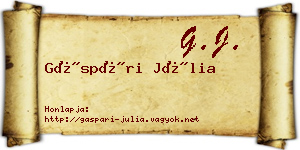 Gáspári Júlia névjegykártya